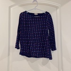 Long sleeve shirt navy blue with lips different colors